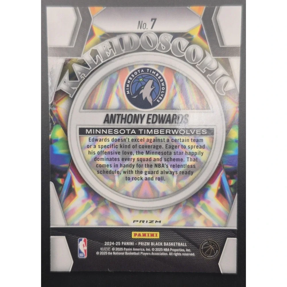 2024 Panini Prizm Black Anthony Edwards #7  Kaleidoscopic Silver Prizm
